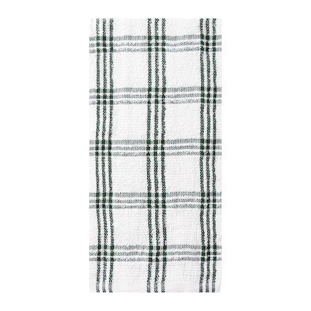 Ritz Value Basics Check Kitchen Towel White Ground/Hunter Green Check, PK12 9627145